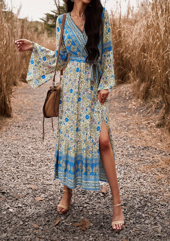 Floral midi dress with slit