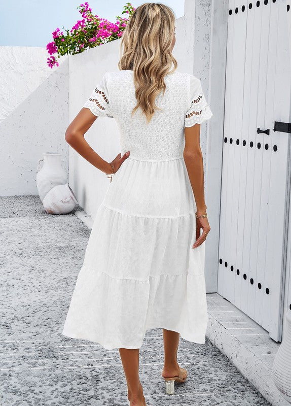 Smocked Tiered Midi Dress