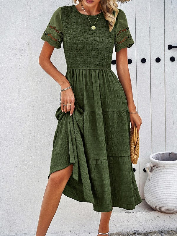 Smocked Tiered Midi Dress