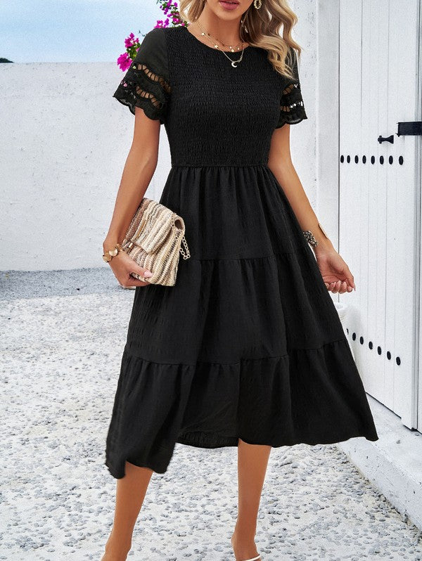 Smocked Tiered Midi Dress