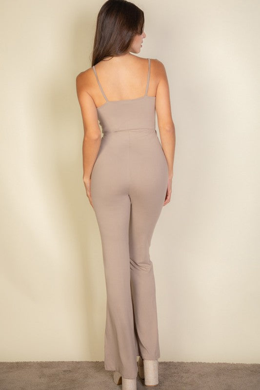 Solid Sleeveless Wide Leg Jumpsuit