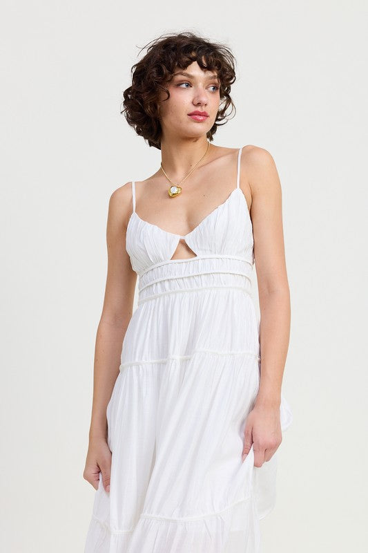 MAXI RUFFLE TIE BACK DRESS